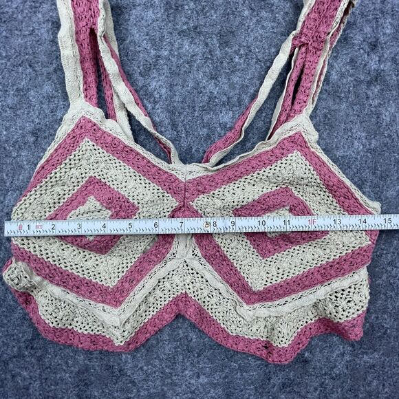 Let Me Be Top Anthropologie Womens Medium Crochet Knit Crop Beachy Boho Hippie - Picture 5 of 6